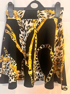 Ladies Black & Gold Chain Print Skirt